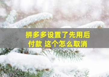 拼多多设置了先用后付款 这个怎么取消